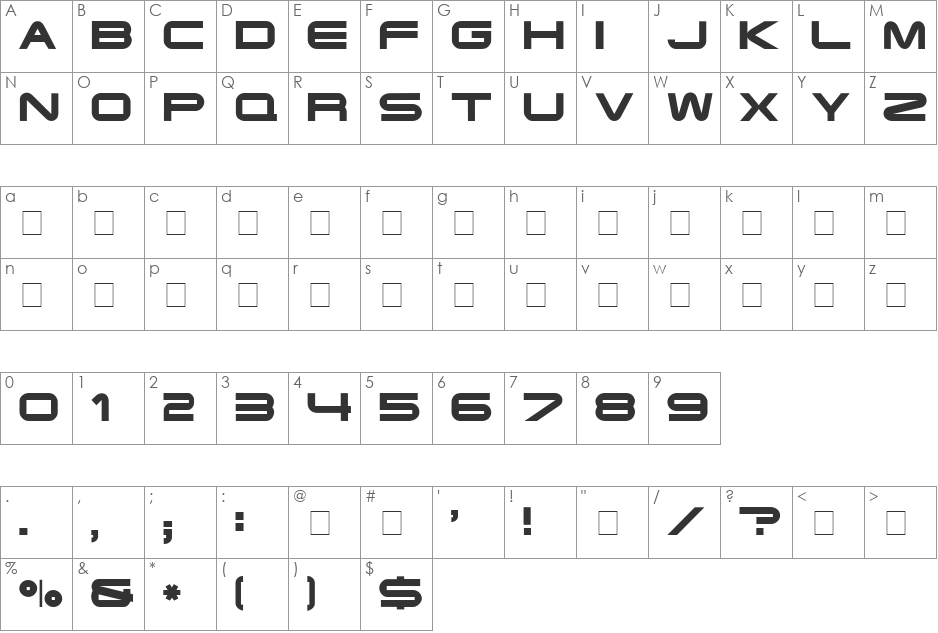 Eyechart Display Caps SSi font character map preview
