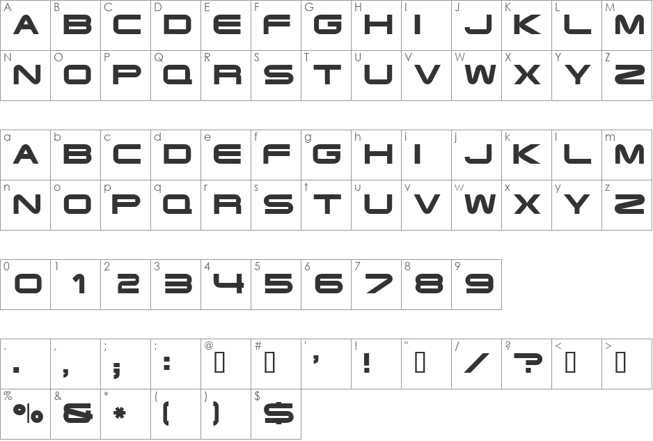 EyechartDisplayCapsSSi font character map preview