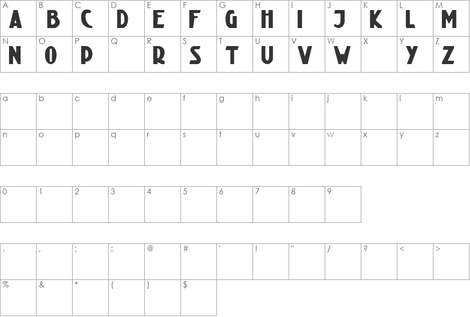 AmsterdamBridge font character map preview
