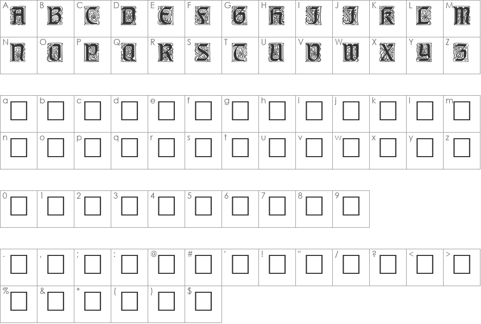 EZWrite font character map preview