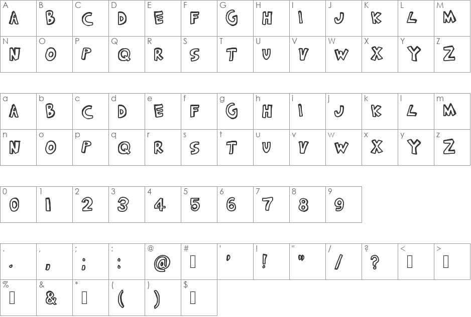 (FREEWIND) font character map preview