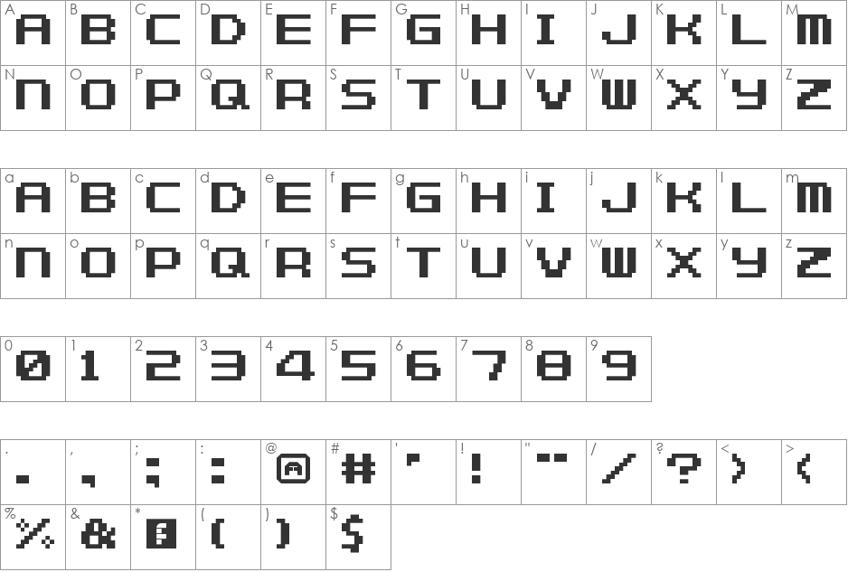 F-Zero GBA Text 1 font character map preview