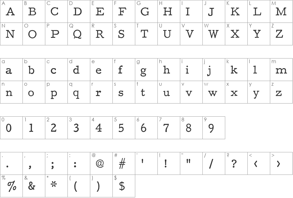 F25 Executive font character map preview