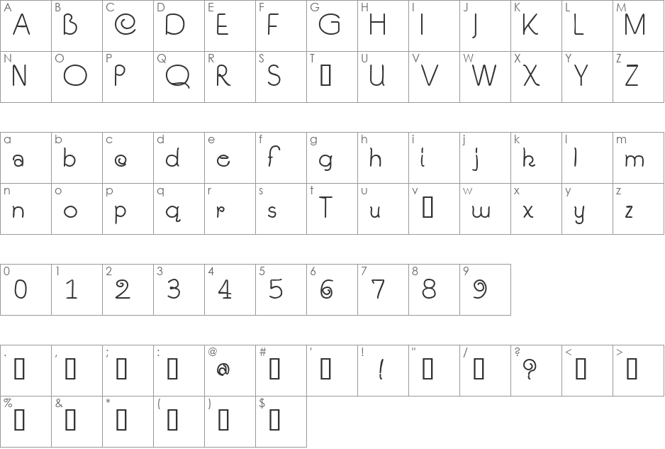 F4NAD font character map preview