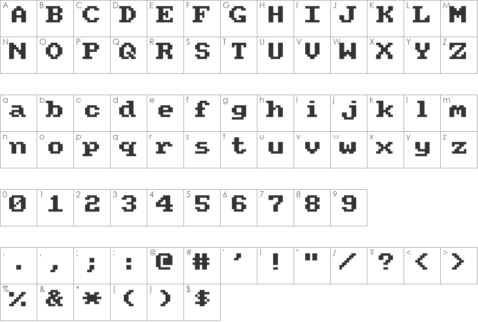 Amstrad CPC464 font character map preview