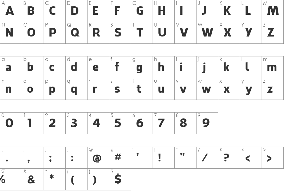 Facebook Letter Faces font character map preview