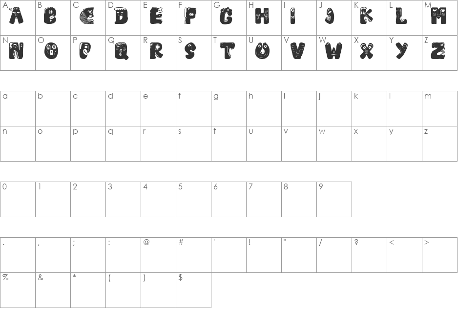 Facelook font character map preview