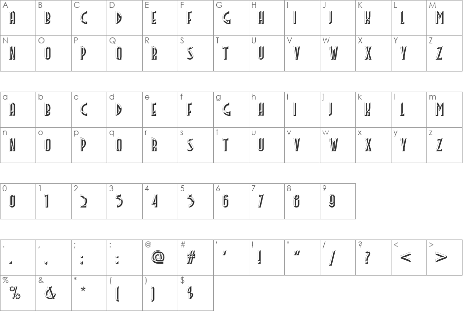 Facets NF font character map preview
