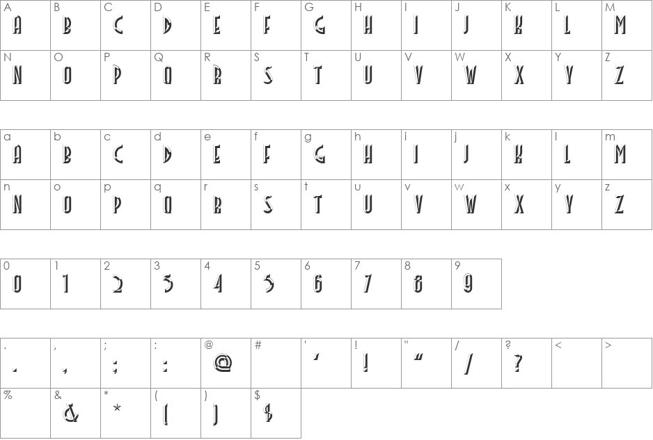 FacetsNF font character map preview