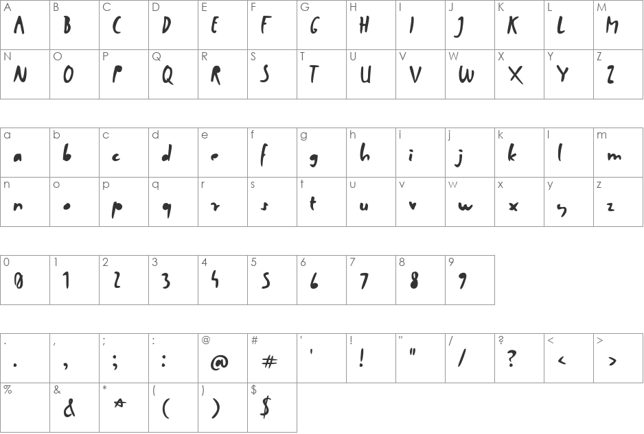 Factory Worker font character map preview