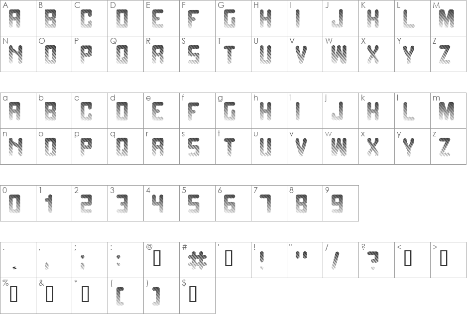 Fade to grey font character map preview