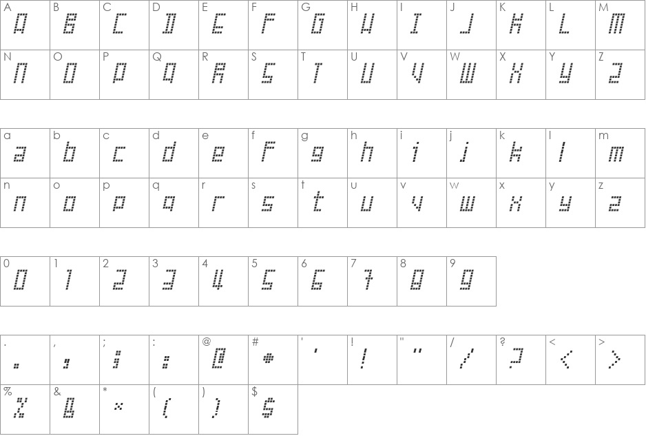 Failed Attempt font character map preview