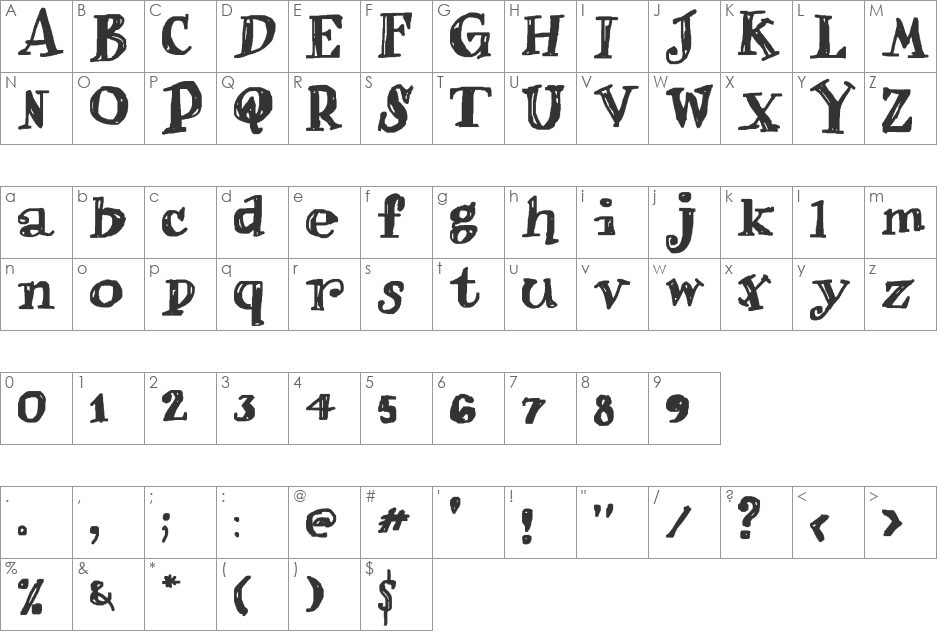 Fair view font character map preview