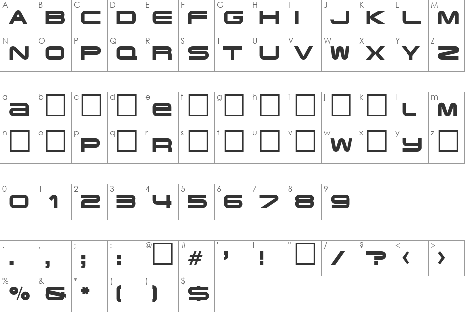 Fairbanks font character map preview