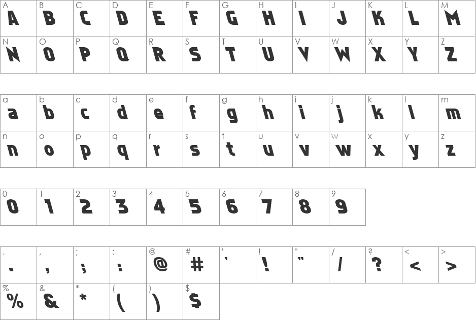 Faktos-LeftyCasual font character map preview