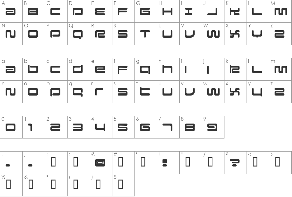 Falcon font character map preview