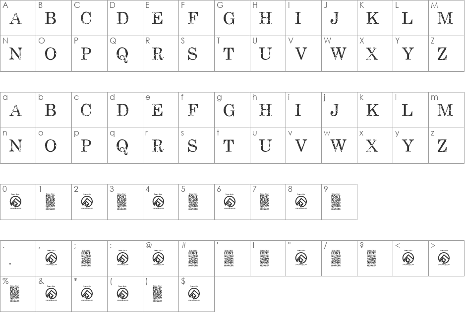 Fallen Spartans font character map preview