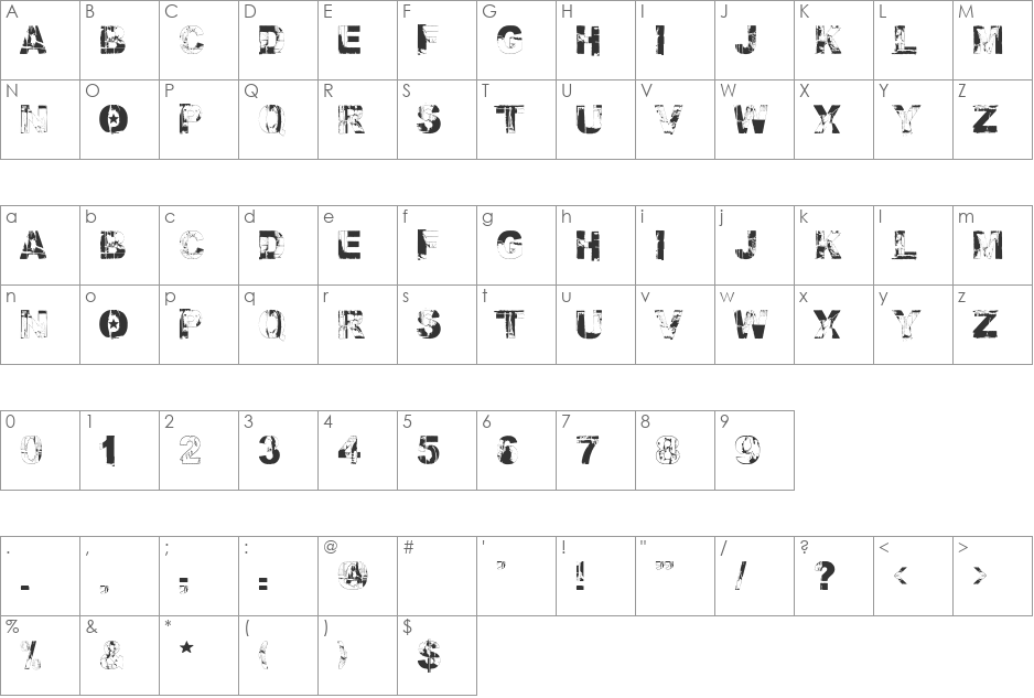 Fallout Font font character map preview