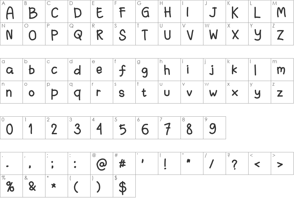 fanandiaade font character map preview