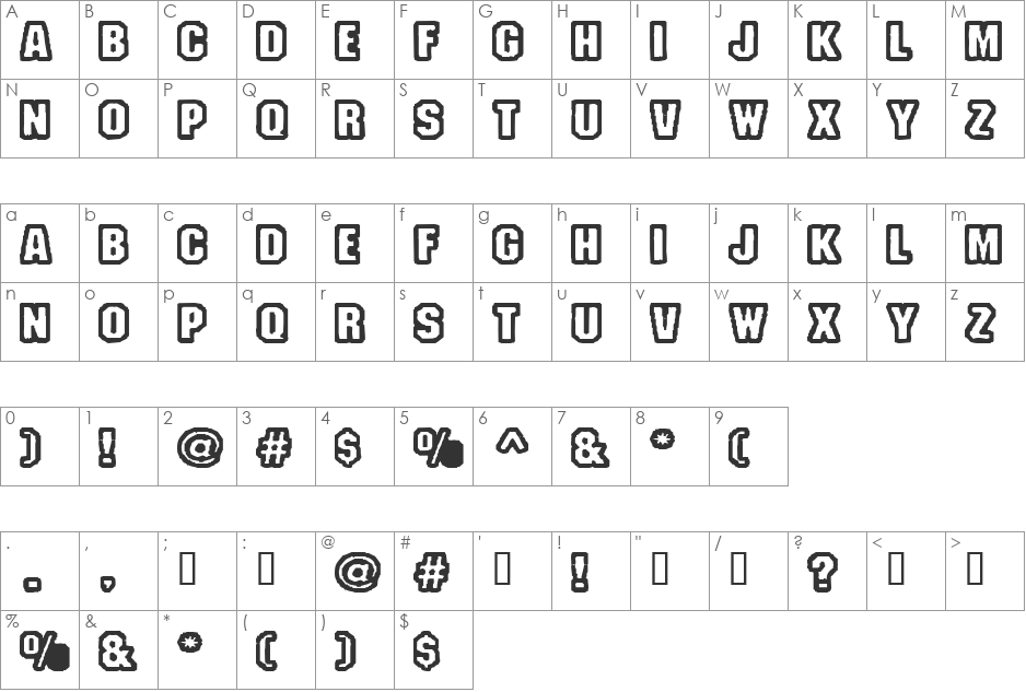 Fanatika One font character map preview