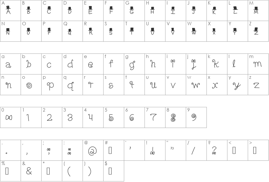 FANCY! font character map preview