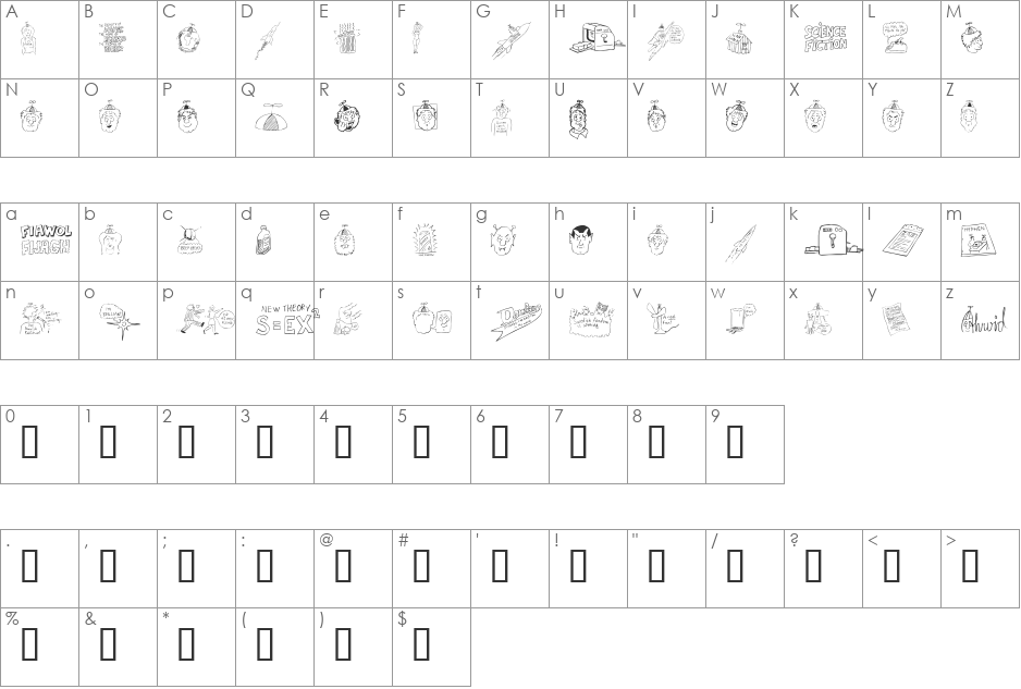Fandom Dingbats font character map preview