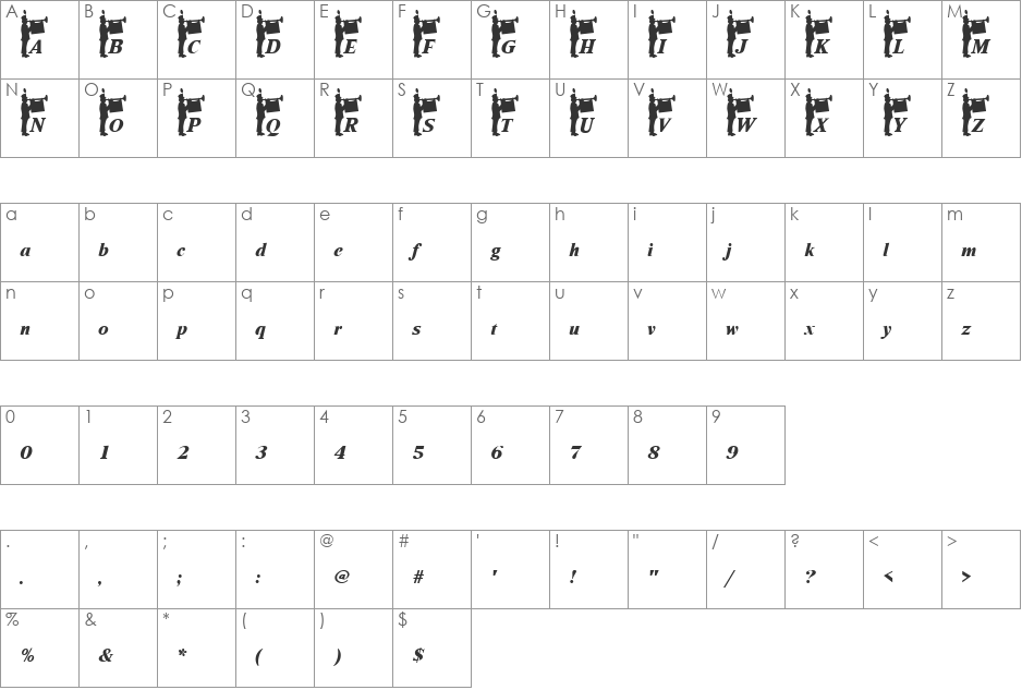Fanfare Becker font character map preview