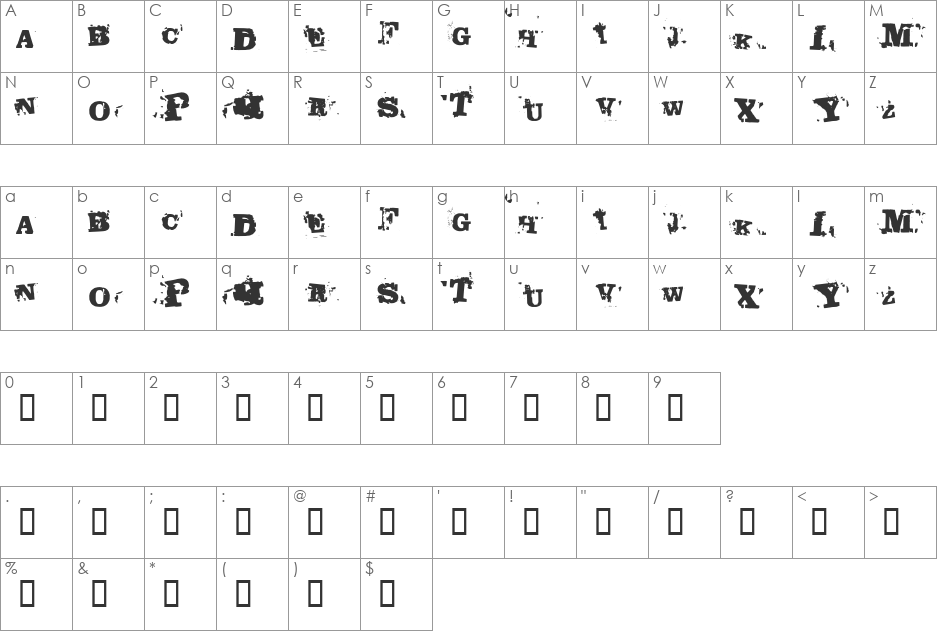 Fango font character map preview