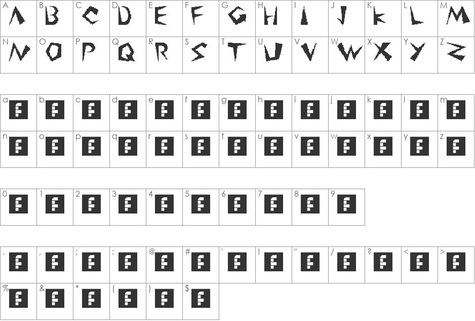 Fangs 2 font character map preview