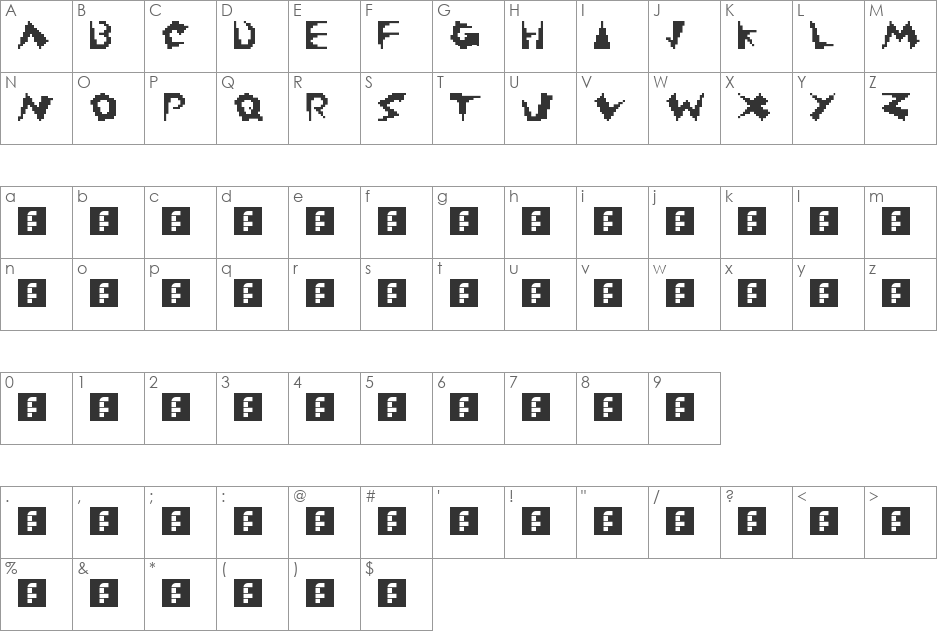 Fangs 2 Small font character map preview