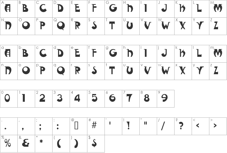 Fantastic MF Modern font character map preview