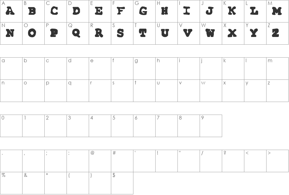 Far Away, So Close font character map preview