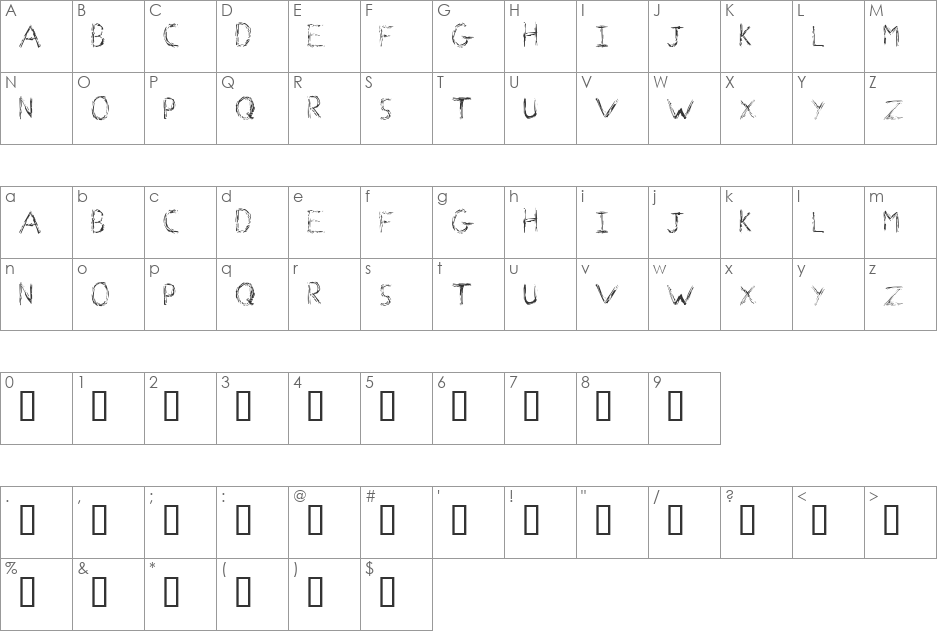 Faraday font character map preview