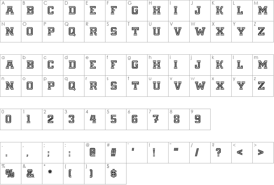 Fargo Faro NF font character map preview