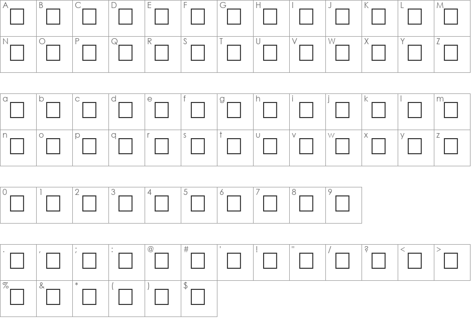 FAROUT font character map preview