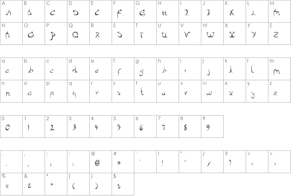 FARSI-INSPIRED font character map preview