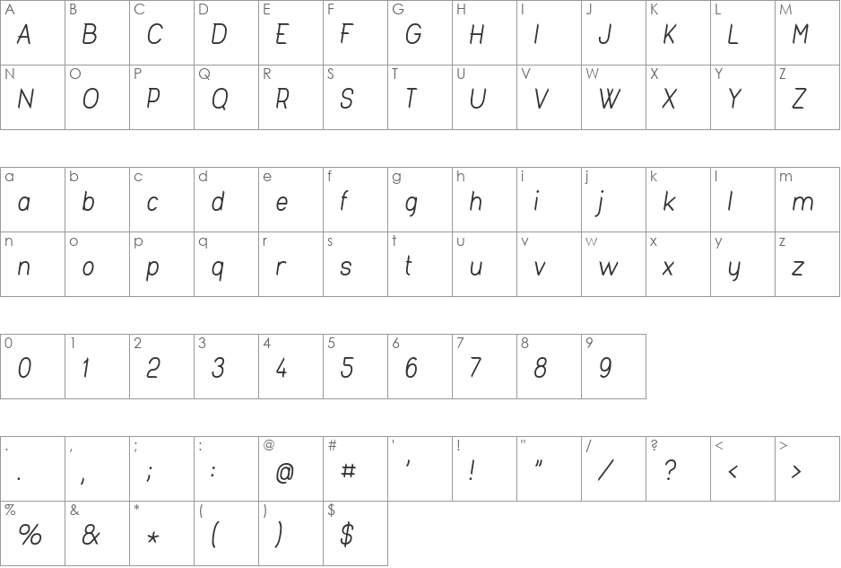 Fashionism font character map preview