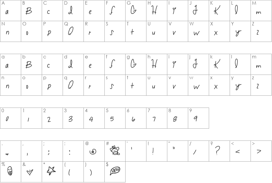 FashionKillah font character map preview