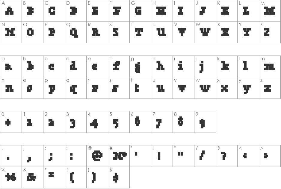 Fat Bit font character map preview