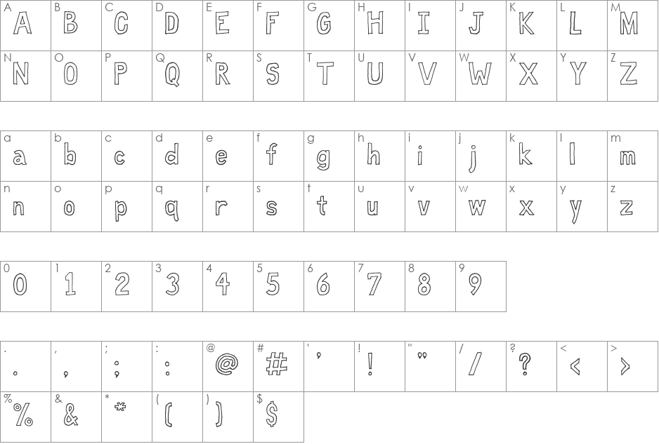 Fat Free font character map preview