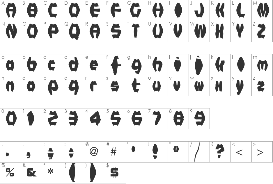 Fat Man II Bold font character map preview
