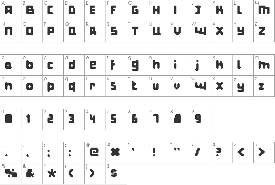 Fat Pixels font character map preview
