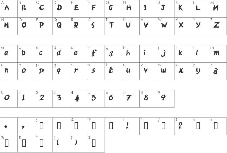 Fat Strokes font character map preview