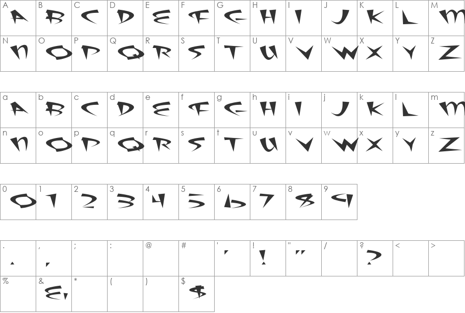 Fat Sushi font character map preview