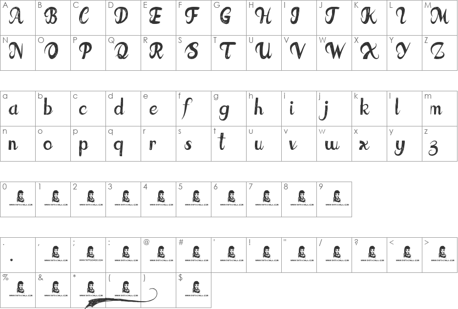Fat Tats font character map preview