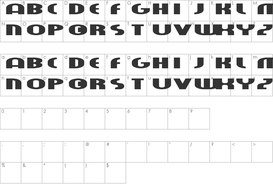 fatboy font character map preview