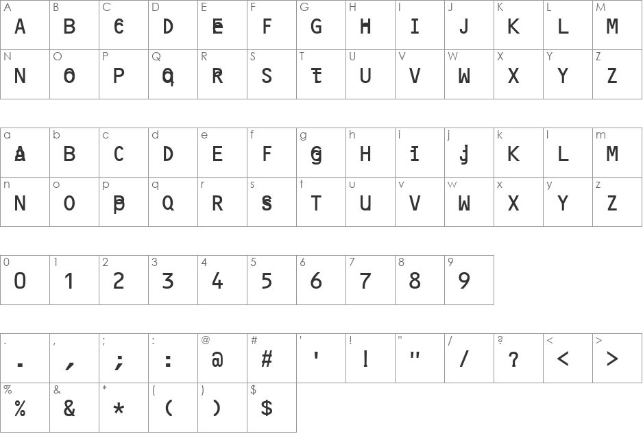 anaiak font character map preview
