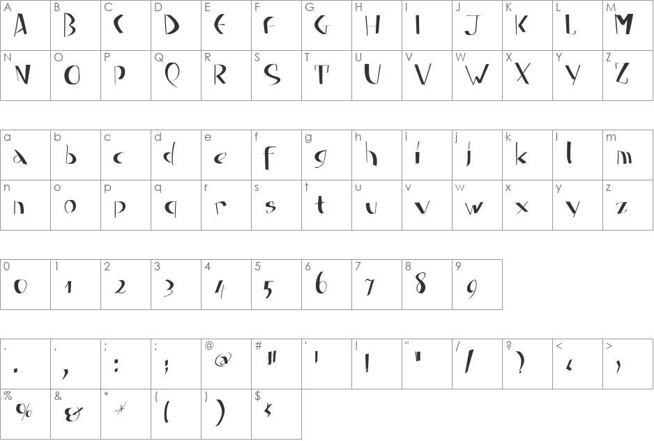 FatFineFree font character map preview