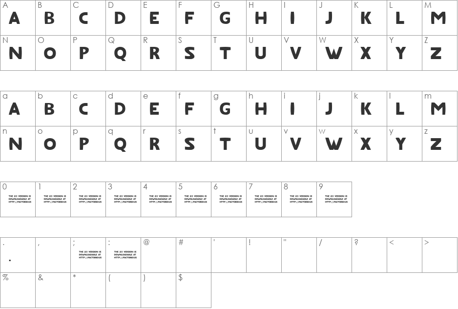 Fatfont font character map preview
