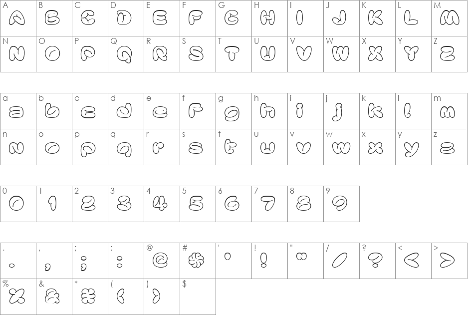 FatfontOutline font character map preview